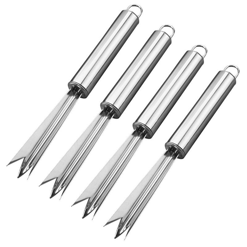 4pcs Pineapple Peeler Stainless Steel Practical Fruit Cutter Paring Cutter Pineapple Fork Pineapple Eye Remover for Home Camping