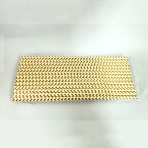 25Pcs Metallic Gold Stripe Paper Straws Coated Gold Foil Disposable Paper Straws Various Types Gold Foil Degradable Paper Straws