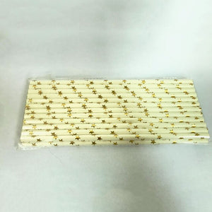 25Pcs Metallic Gold Stripe Paper Straws Coated Gold Foil Disposable Paper Straws Various Types Gold Foil Degradable Paper Straws