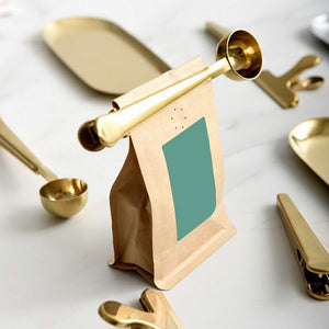 Sainless Steel Coffee Spoon With Bag Seal Clip Multifunctional Coffee Measuring Spoon Gold Sliver Ice Cream Spoon