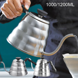 1.2/1L Stainless Steel Coffee Pot Long Spout Kettle Gooseneck Drip Coffee Kettle Thermo Maker With Thermometer Pour Over Teapot