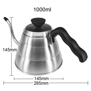 1.2/1L Stainless Steel Coffee Pot Long Spout Kettle Gooseneck Drip Coffee Kettle Thermo Maker With Thermometer Pour Over Teapot