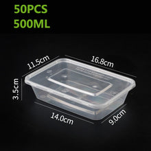 Load image into Gallery viewer, 50Pcs/Pack 1500ML Fast Food Fruit Salad Crisper With Lid Thick Square Disposable Lunch Box Food Package Takeaway Plastic
