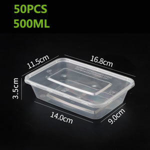 50Pcs/Pack 1500ML Fast Food Fruit Salad Crisper With Lid Thick Square Disposable Lunch Box Food Package Takeaway Plastic