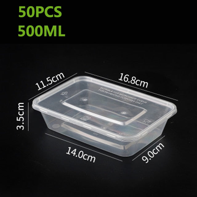 10pcs Net red square disposable lunch box 1250ml 1750ml 2000ml transparent  packaging salad fruit food container