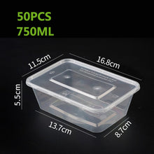 Load image into Gallery viewer, 50Pcs/Pack 1500ML Fast Food Fruit Salad Crisper With Lid Thick Square Disposable Lunch Box Food Package Takeaway Plastic
