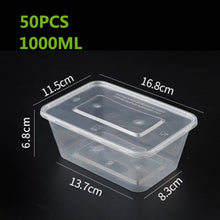 Load image into Gallery viewer, 50Pcs/Pack 1500ML Fast Food Fruit Salad Crisper With Lid Thick Square Disposable Lunch Box Food Package Takeaway Plastic
