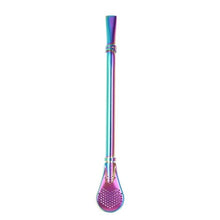 Load image into Gallery viewer, Stainless Steel Drinking Straw Filter Handmade Yerba Mate Tea Bombilla Reusable Sucker Spoon Filter Bar Drinks Kit
