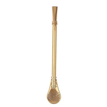 Load image into Gallery viewer, Stainless Steel Drinking Straw Filter Handmade Yerba Mate Tea Bombilla Reusable Sucker Spoon Filter Bar Drinks Kit
