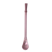 Load image into Gallery viewer, Stainless Steel Drinking Straw Filter Handmade Yerba Mate Tea Bombilla Reusable Sucker Spoon Filter Bar Drinks Kit
